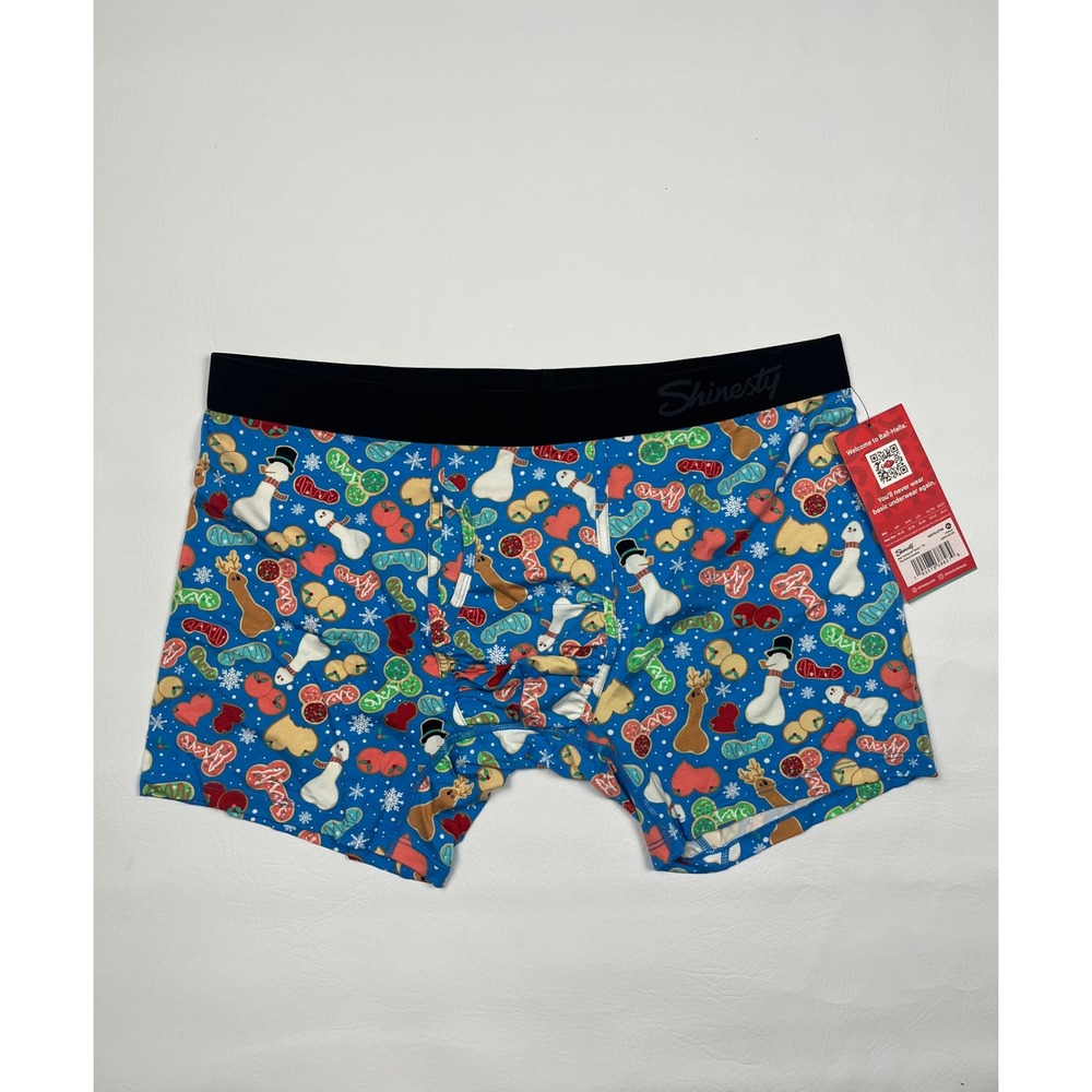 Shinesty Ball Hammock Boxer Briefs Mens XL Blue Baked Cookies Holiday Print